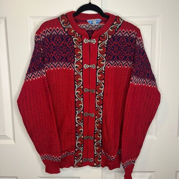 Norsewear Vintage 100% Wool Metal Clasp Nordic Sweater Size XL - Picture 1 of 15